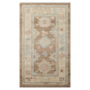 3x5 Camel, Ivory, Blush Color Hand Knotted Turkish Wool Arts & Crafts/Mission Oriental Rug