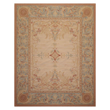8x10 Beige, Slate, Rose Color Hand Woven French Aubusson Needlepoint  Wool Traditional Oriental Rug