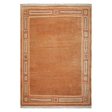 8x10 Peach, Ivory, Coral Color Hand Knotted Tibetan Wool Modern & Contemporary Oriental Rug