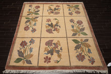 8x10 Ivory, Rust, Gray Color Hand Knotted Tibetan Wool Transitional Oriental Rug