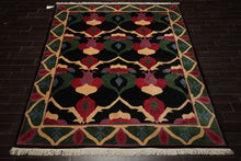 8x10 Black, Green, Lavender Color Hand Knotted Tibetan Wool Arts & Crafts Oriental Rug