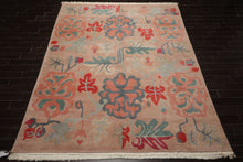 9x12 Beige, Peach, Rose Color Hand Knotted Tibetan Wool Art Deco Oriental Rug