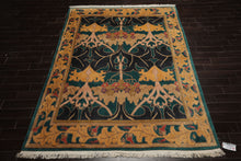 8x10 Turquoise, Blue, Gold Color Hand Knotted Tibetan Wool Arts & Crafts Oriental Rug