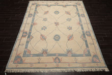 8x10 Ivory, Blue, Rose Color Hand Knotted Tibetan Wool Arts & Crafts  Oriental Rug