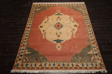 8x10 Rose, Ivory, Gray Color Hand Knotted Tibetan  Wool Traditional Oriental Rug