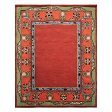 Multi Size Rosy-Red Sage Orange Color Hand Tufted William Morris Wool Traditional Oriental Rug