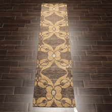 2'6x10 Gray, Beige, Slate Color Hand Knotted Tibetan Wool Transitional Oriental Rug