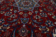2x3 Red, Navy, Ivory Color Hand Knotted Isfahan Wool & Silk Traditional Oriental Rug