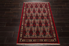 3x5 Ivory, Red, Black Color Hand Knotted Abadeh Wool Traditional Oriental Rug