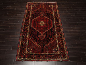 5x10 Rust, Ivory, Charcoal Color Hand Knotted Malayer Wool Traditional Oriental Rug