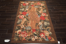 4x6 Red, Beige, Ivory Color Hand Woven French Needlepoint Wool Traditional Oriental Rug