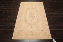 4x6 Beige, Tan, Peach Color Hand Woven French Aubusson Wool Traditional Oriental Rug