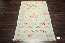 6x9 Mint, Green, Blush Color Hand Woven Caucasian Kilim Wool Transitional Oriental Rug