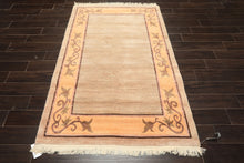 4x6 Beige, Peach, Brown Color Hand Knotted Tibetan Wool Traditional Oriental Rug