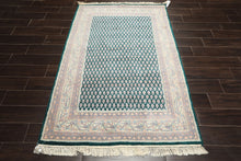 4x6 Emerald, Rose, Ivory Color Hand Knotted Boteh Wool Traditional Oriental Rug