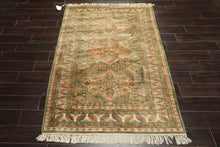 4x6 Green, Ivory, Tan Color Hand Knotted Kazak Wool Traditional Oriental Rug