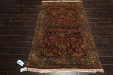 4x6 Rust, Green, Gold Color Hand Knotted Samad Wool Traditional Oriental Rug