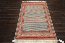 4x6 Slate, Ivory, Rose Color Hand Knotted Boteh Wool Traditional Oriental Rug