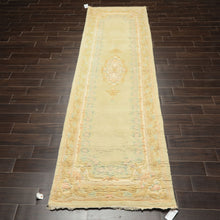 Runner Faded Mint, Aqua, Blush Color Hand Knotted French Aubusson savonnerie Wool Traditional Oriental Rug