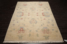 9x12 Beige, Oatmeal, Rose Color Hand Knotted Tibetan Wool Arts & Crafts Oriental Rug