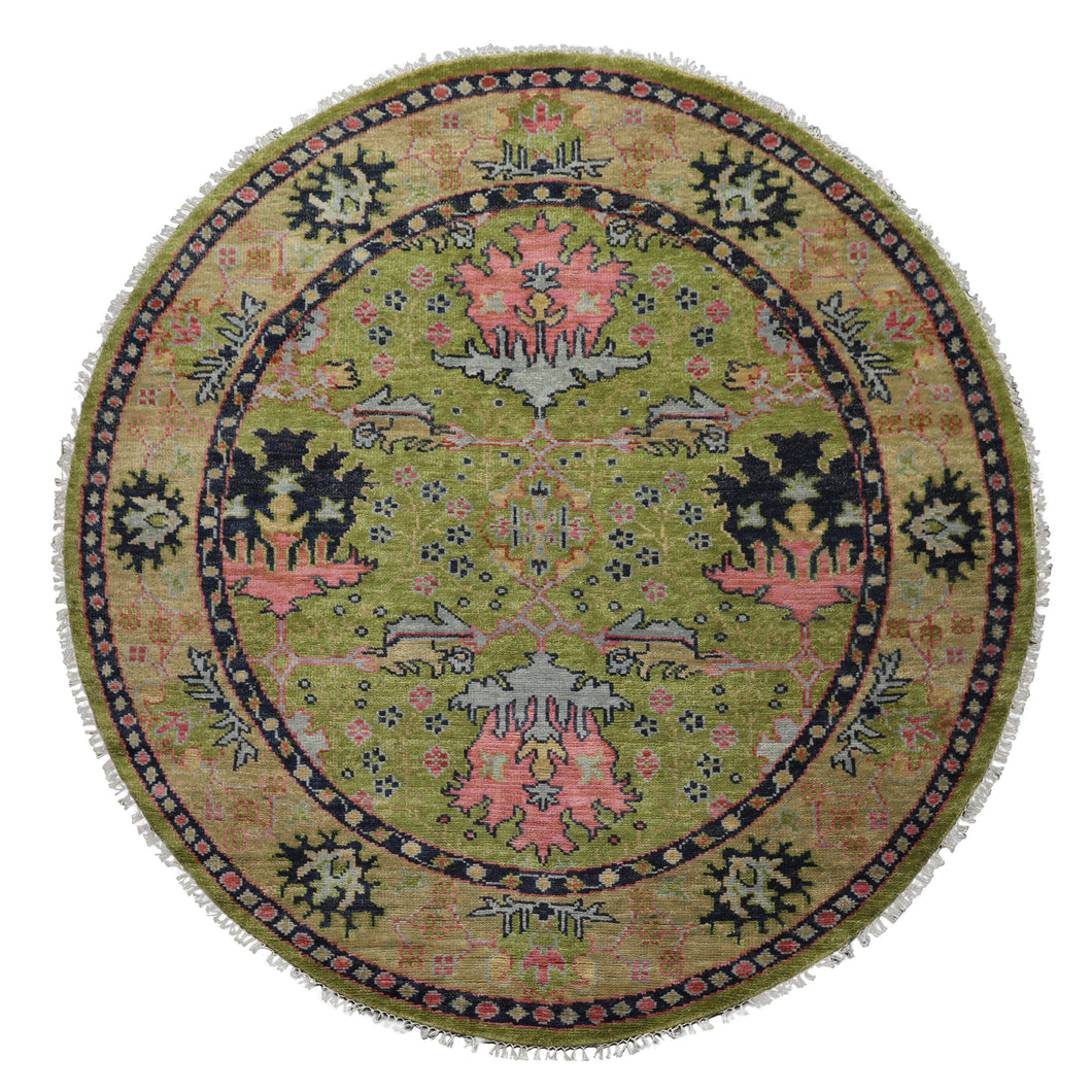 Multi Sizes Green, Pink Hand Knotted Muted Turkish Oushak 100% Wool Traditional Oriental Area Rug