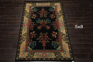 LoomBloom Multi Size Black Hand Tufted Traditional Arts & Crafts Wool Oriental Area Rug