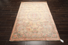5x7 Beige, Rose, Brown Color Hand Knotted French Aubusson Savonnerie New Zealand Wool Traditional Oriental Rug