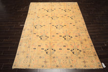 8x11 Ivory, Gray, Blush Color Hand Knotted Turkish Oushak Wool Transitional Oriental Rug