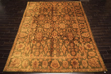 9x12 Green, Gold, Tan Color Hand Knotted Agra Wool Traditional Oriental Rug