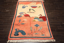 6x9 Ivory, Blush, Red Color Hand Knotted Gabbeh Wool Modern & Contemporary Oriental Rug