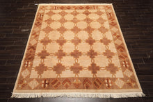 8x10 Beige, Brown, Olive Color Hand Knotted Tibetan Wool  Oriental Rug