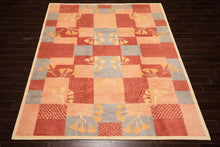 8x10 Blush, Rose, Blue Color Hand Knotted Tibetan Wool Transitional Oriental Rug
