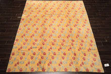 8x10 Gold, Blue, Rust Color Hand Knotted Tibetan Wool Transitional Oriental Rug