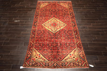 Runner Rust, Coral, Ivory Color Hand Knotted Hamadan Wool Traditional Oriental Rug