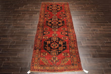 Runner Rust, Gold, Charcoal Color Hand Knotted Kurdish Hamadan Wool Traditional Oriental Rug