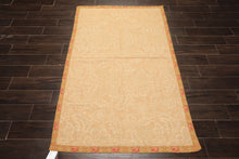 4x6 Tan, Beige, Gold Color Hand Woven French Aubusson Needlepoint Wool Transitional Oriental Rug