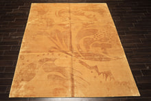 8x10 Tone on Tone Gold, , Color Hand Knotted Tibetan Wool & Pure Silk Modern & Contemporay Oriental Rug