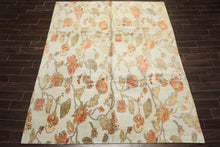 8x10 Aqua, Burnt Orange, Gold Color Hand Knotted Tibetan Wool & Pure Silk Traditional Oriental Rug