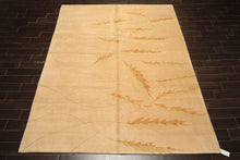 8x10 Tan, Gold, Gray Color Hand Knotted Tibetan Wool & Pure Silk Transitional Oriental Rug