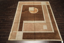 8x10 Brown, Taupe, Seafoam Color Hand Knotted Tibetan Wool & Pure Silk  Oriental Rug