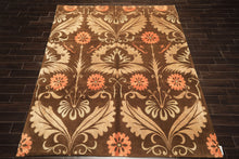 8x10 Brown, Tan, Peach Color Hand Knotted Tibetan Wool & Pure Silk Traditional Oriental Rug