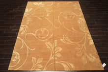 8x10 Tone on Tone Gold, , Color Hand Knotted Tibetan Wool & Pure Silk Transitional Oriental Rug
