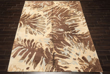8x10 Brown, Beige, Blue Color Hand Knotted Tibetan Wool & Pure Silk Modern & Contemporay Oriental Rug