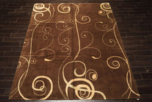 8x10 Brown, Gold, Color Hand Knotted Tibetan Wool & Pure Silk Modern & Contemporay Oriental Rug