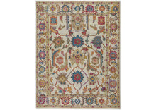 Multi Size Ivory Brown Aqua Color Hand Knotted Oushak Wool Traditional Oriental Rug
