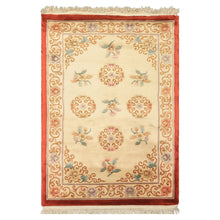 4x6 Beige, Caramel, Taupe Color Hand Knotted Chinese Art Deco Wool Traditional Oriental Rug