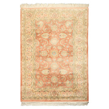 4x6 Blush, Ivory, Mint Color Hand Knotted Indo Kashan Wool Traditional Oriental Rug