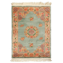 4x6 Celadon, Tan, Caramel Color Hand Knotted Chinese Art Deco Wool Traditional Oriental Rug