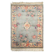 4x6 Celadon, Ivory, Lavender Color Hand Knotted Chinese Art Deco Wool Traditional Oriental Rug
