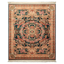 8x10 Emerald, Tan, Brown Color Hand Knotted French Aubusson Savonerrie Wool Traditional Oriental Rug